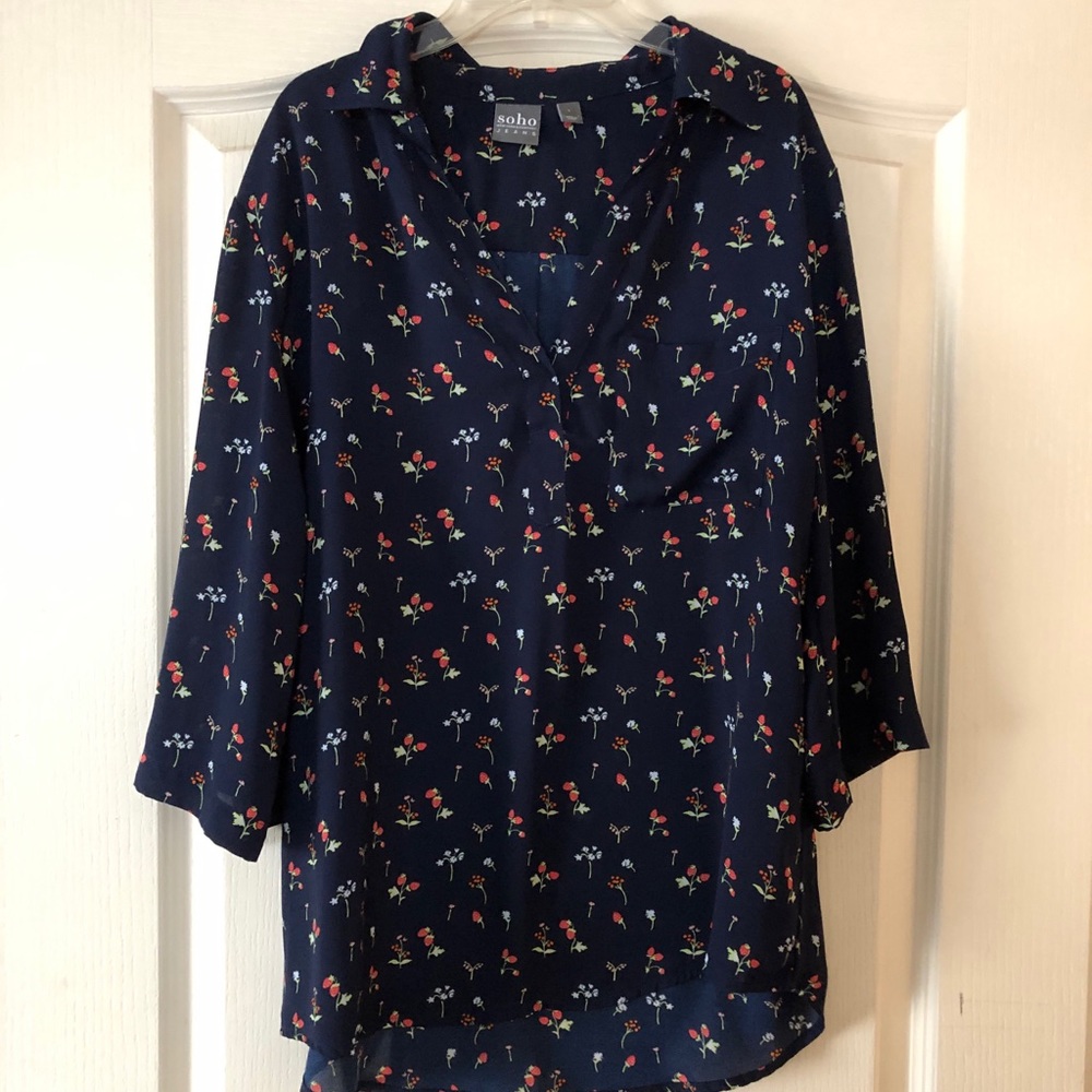 New York & Co Strawberry Print Blouse